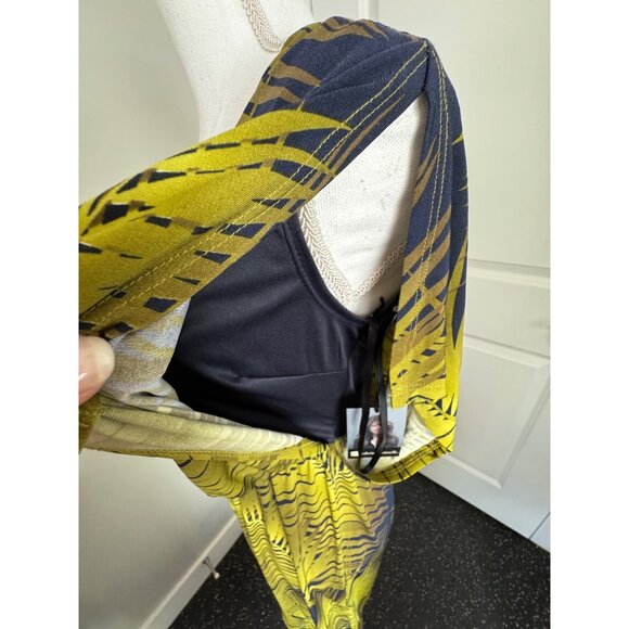 Valerie Bertinelli Womens Palm Leaf Print Dress NWT Size 6 Yellow & Black Polyes - Picture 13 of 16